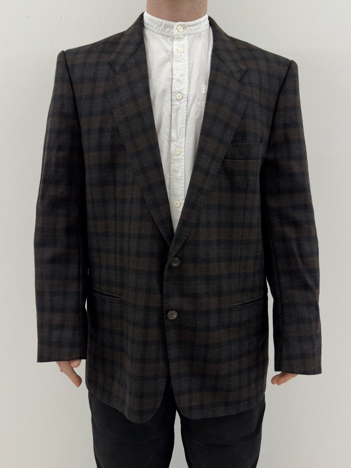 Hugo Boss Wool Cashmere Blazer Coat Jacket Mens Plaid