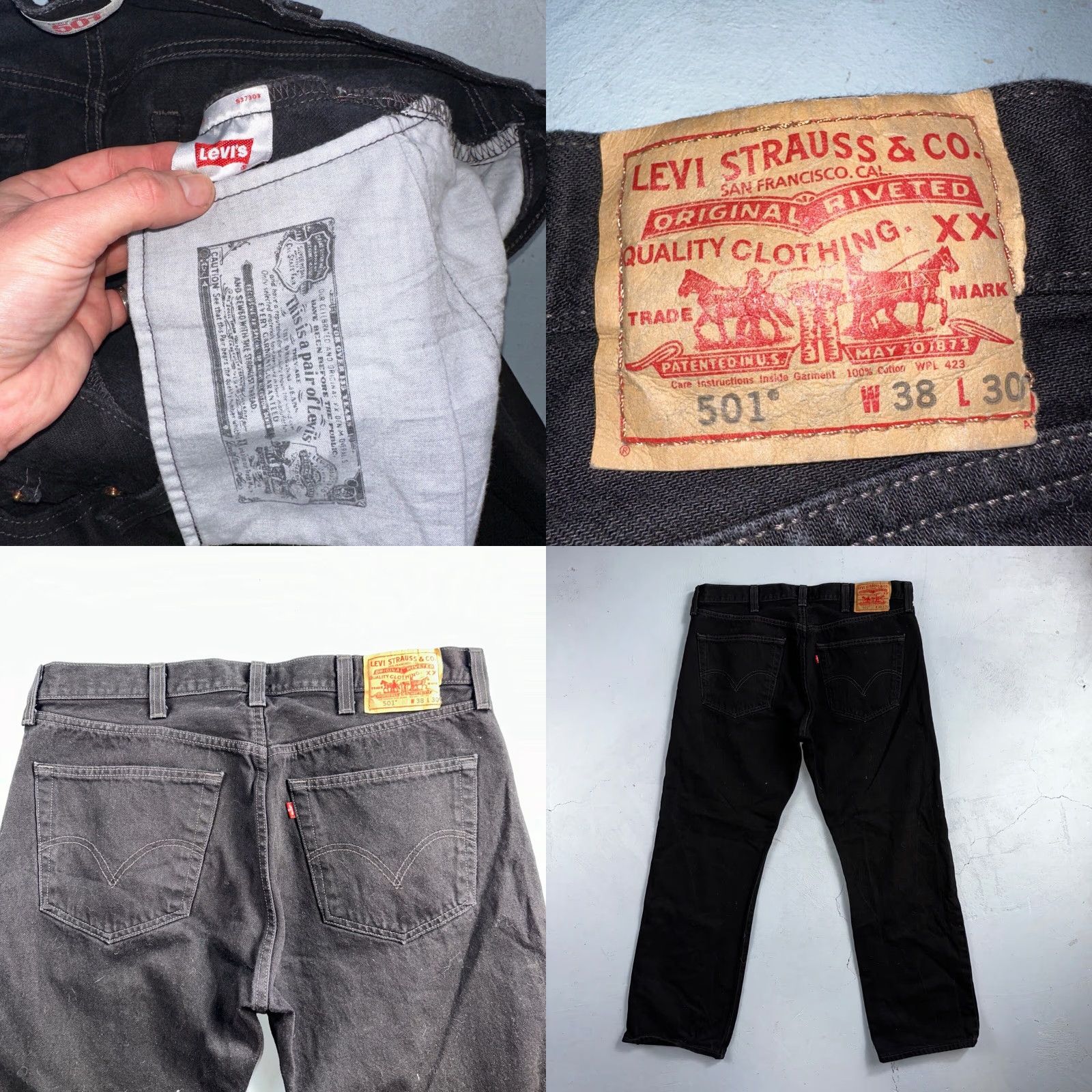 Levi's VINTAGE Levi's 501 Jeans Men 38x30 Black Dark Wash 501 Straight Levi'S 505 90s USA, 38x30? Size US 38 / EU 54 - 9 Thumbnail