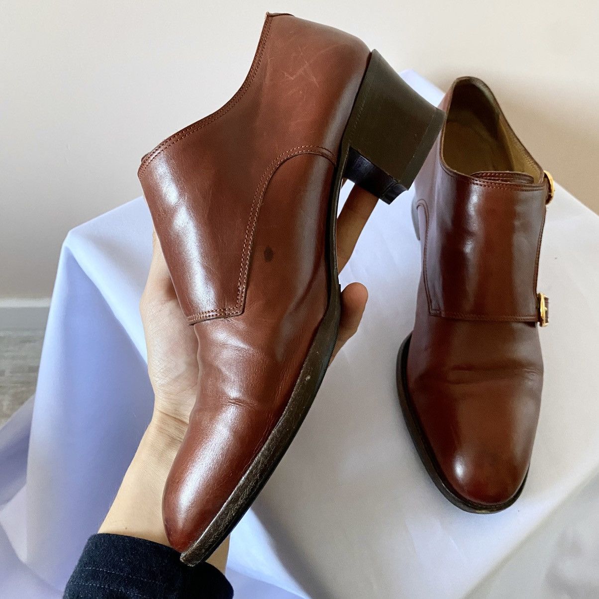 Hermes Vintage Hermes Leather Double Belt Heels Boots Archive Size US 7.5 / IT 37.5 - 6 Thumbnail