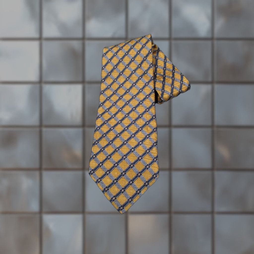 Vintage XMI Nordstrom Neck Tie Mens Yellow Silk Hand Sewn Textured Made in USA Size ONE SIZE - 1 Thumbnail