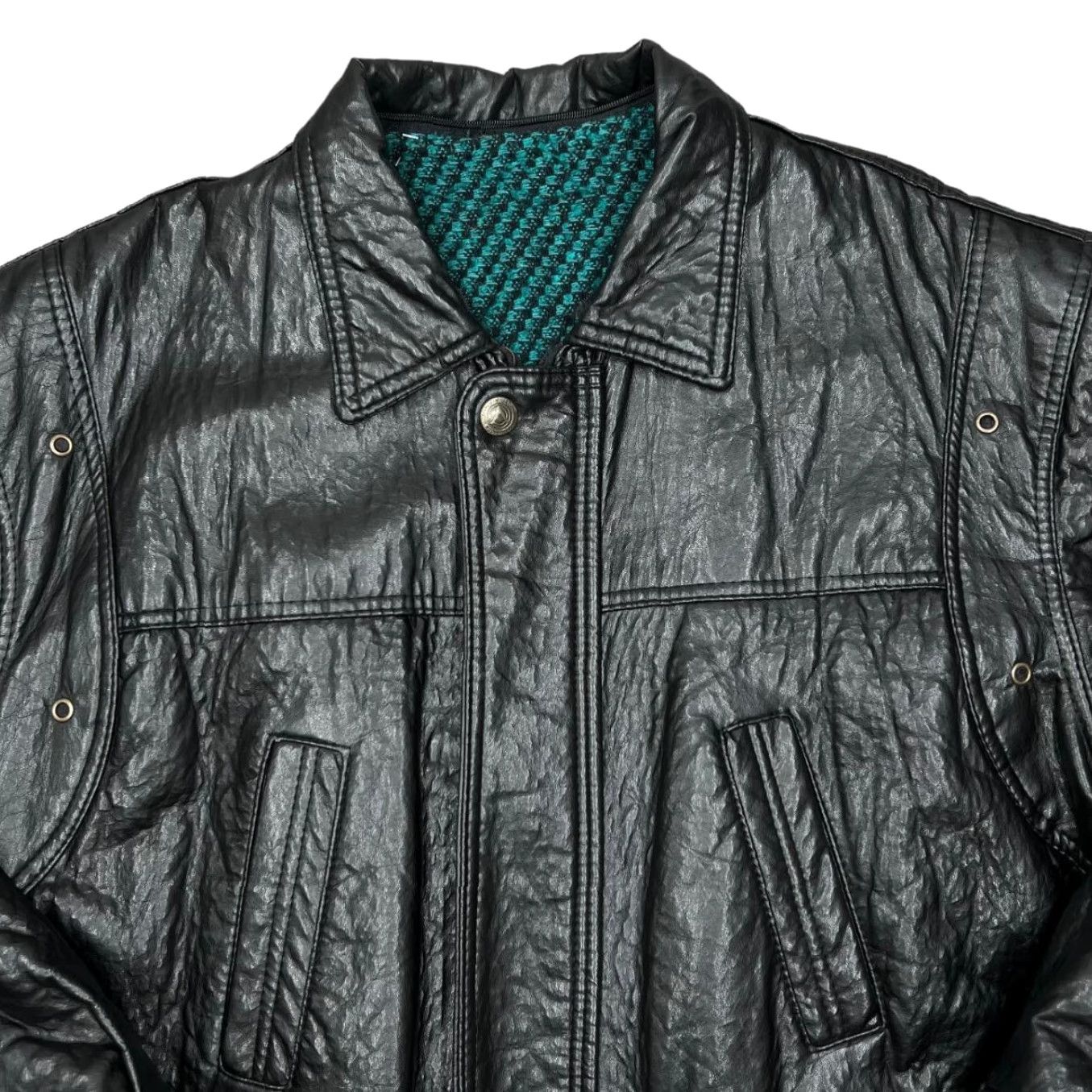 Vintage VINTAGE ALTA MODA Made In Italy Classic Faux Leather Zip Jacket XL Black Bomber Jacket Mens 90s Size US XL / EU 56 / 4 - 4 Thumbnail