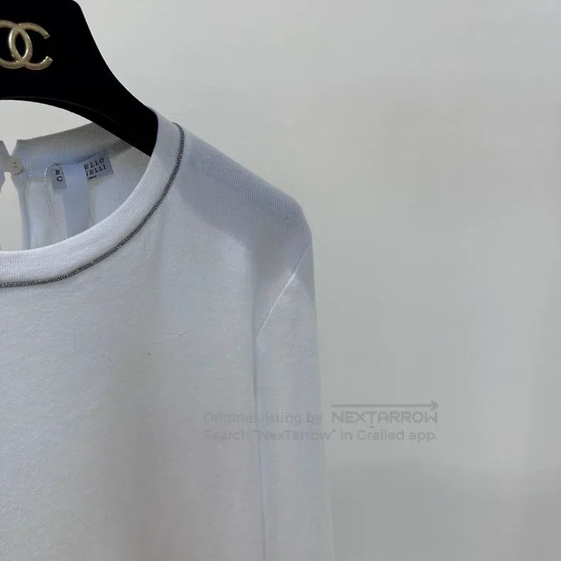 Brunello Cucinelli Brunello Cucinelli Beaded trim threaded T-shirt Size L / US 10 / IT 46 - 3 Thumbnail