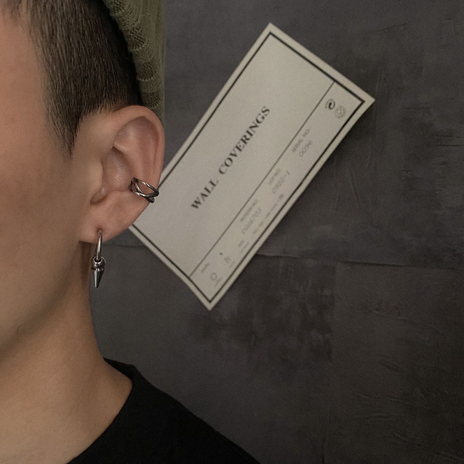 Jewelry × Sterling Silver One pairs Dark Earrings Gothic Punk Chrome Jewelry Spike Size ONE SIZE - 1 Thumbnail