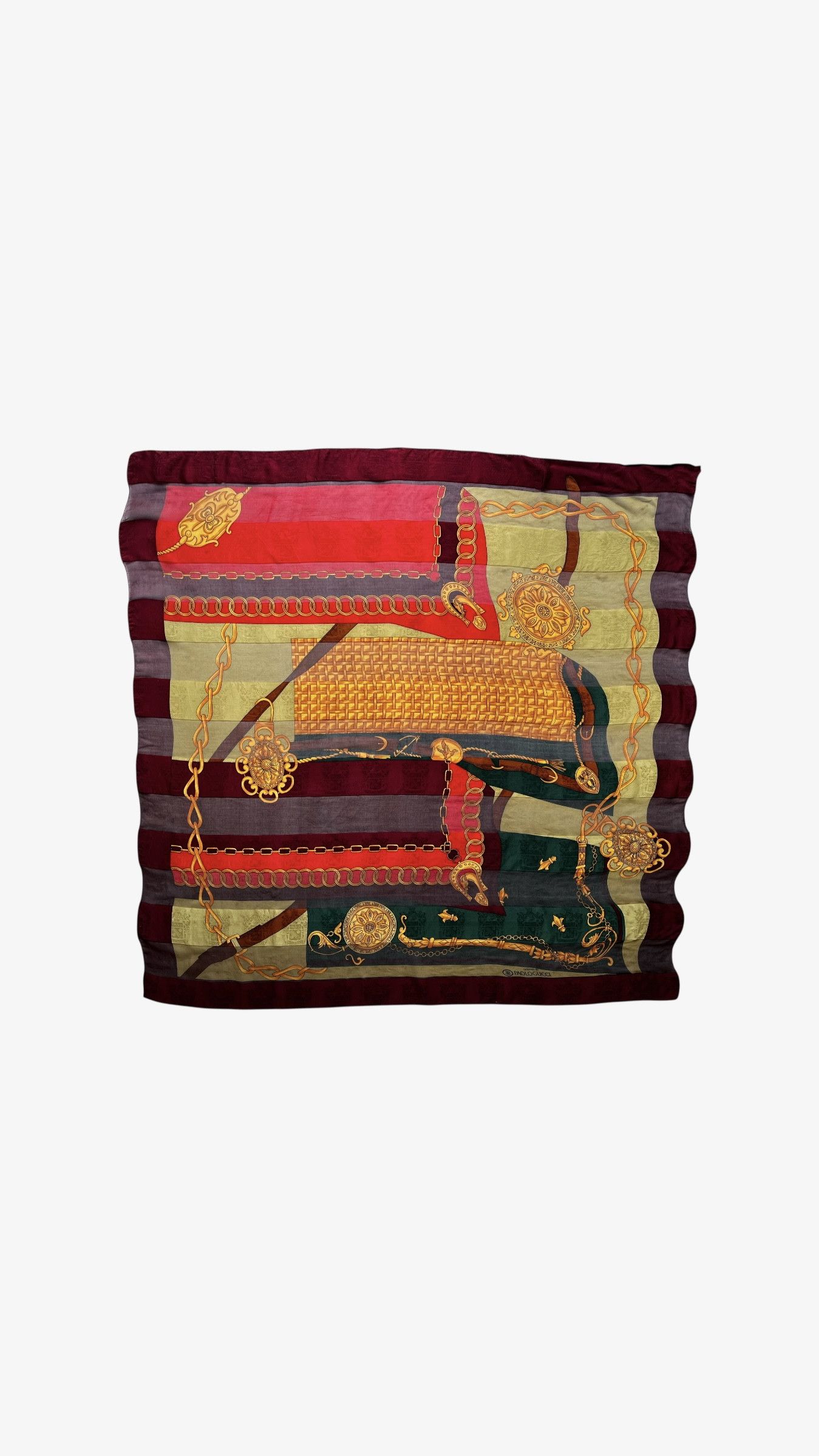 Paolo Gucci Vintage 80s Paolo Gucci Equestrian Crest Print Silk Scarf Size ONE SIZE - 1 Thumbnail