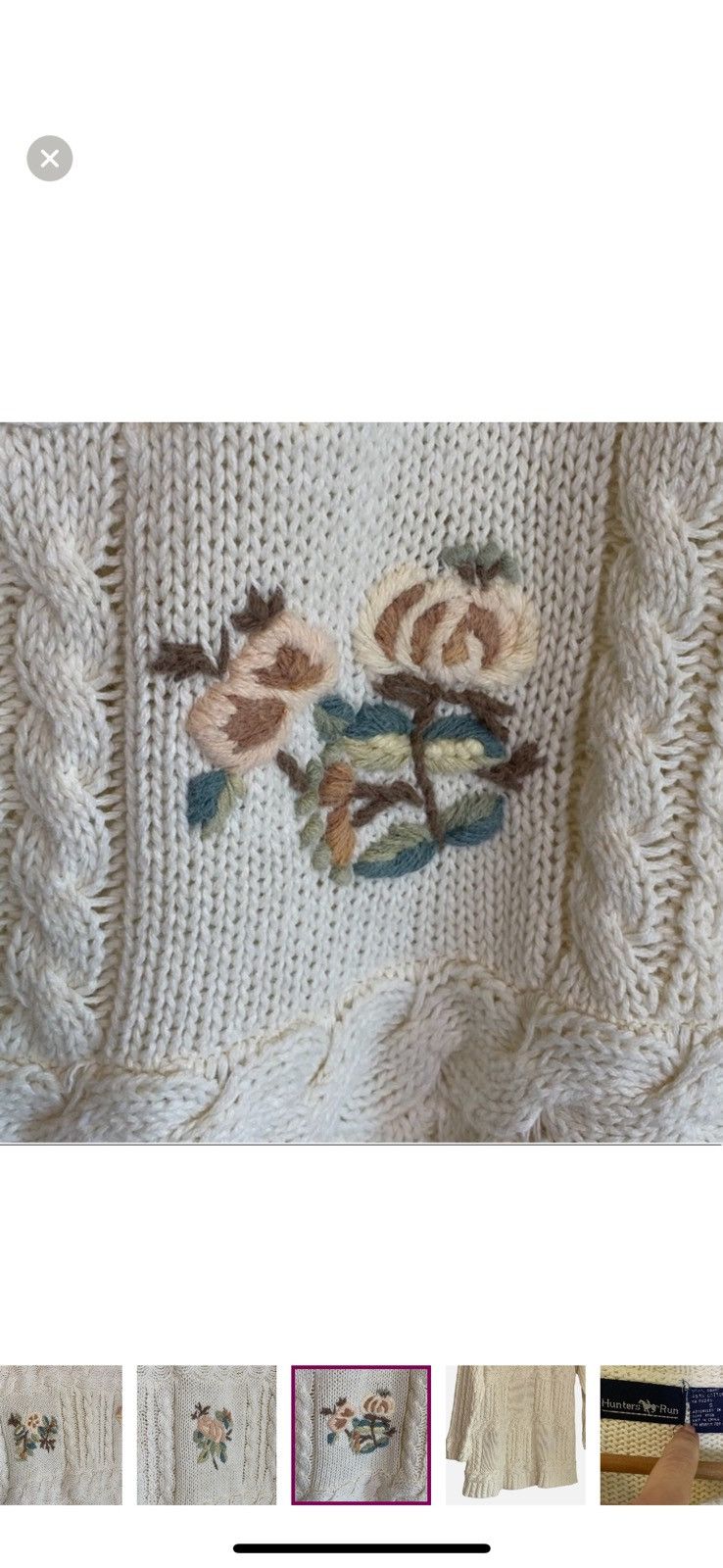 Vintage VTG Cable Knit Sweater Tunic/Dress S Floral Embroidered Size S / US 4 / IT 40 - 6 Thumbnail