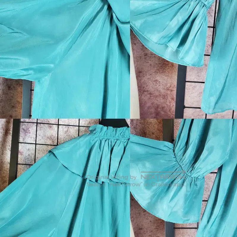 Lanvin Lanvin Teal Cotton Blend Summer Blouse . Size M / US 6-8 / IT 42-44 - 7 Thumbnail