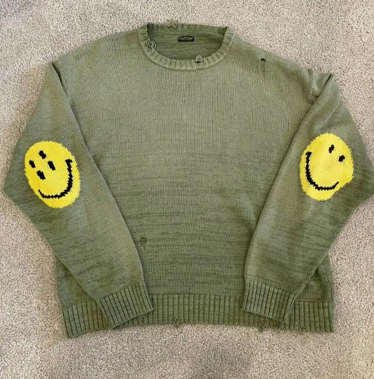 Kapital 5G Cotton Knit Smiley Patch Sweater