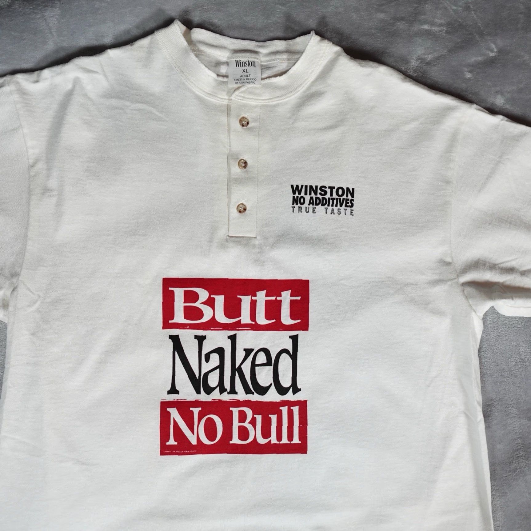 Vintage VINTAGE Winston Cigarettes Henley T Shirt Mens XL Slim Spring 90s Logo Graphic Print Size US XL / EU 56 / 4 - 2 Thumbnail