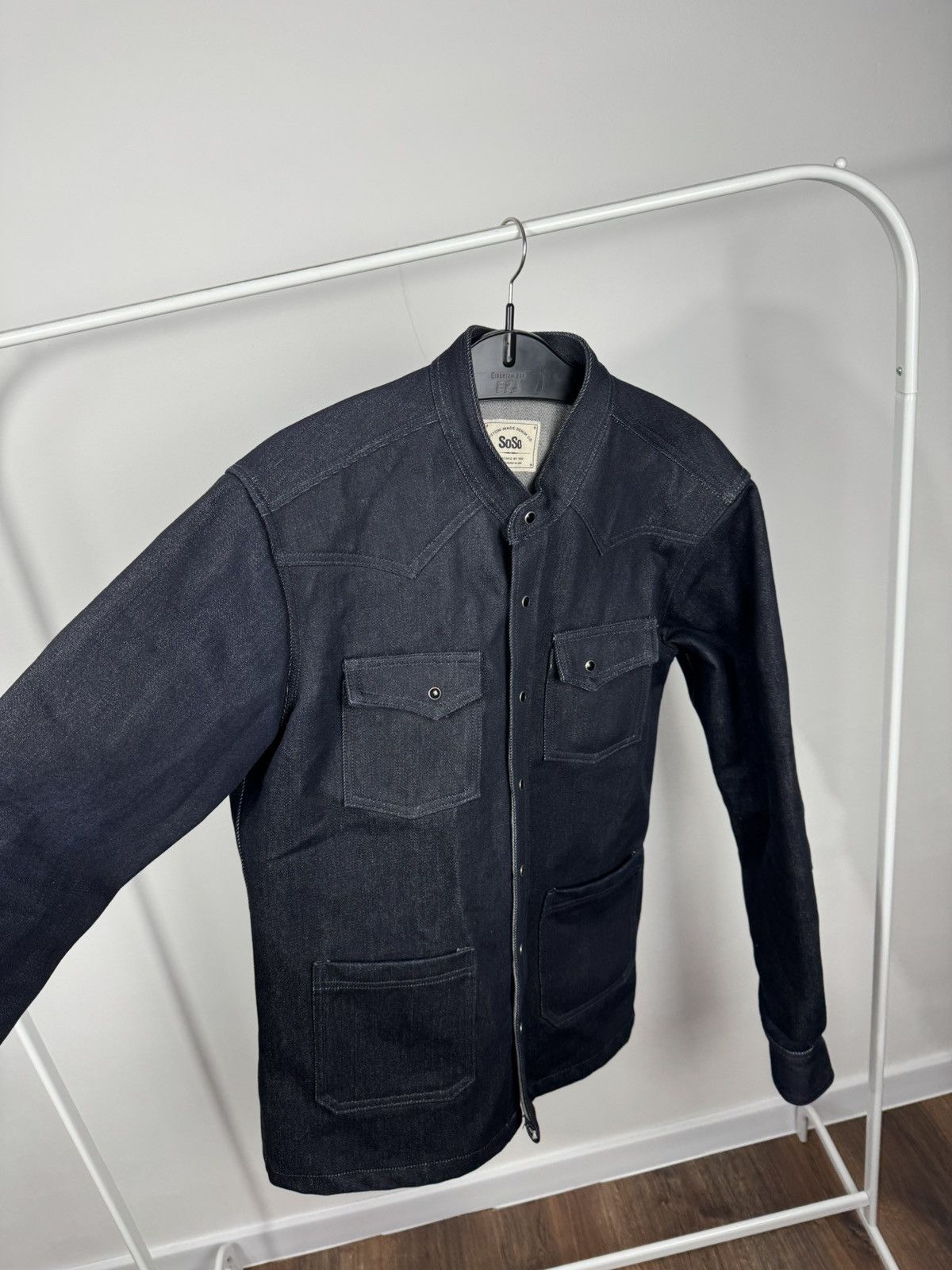 SoSo SoSo Heavy Raw Denim Jacket Indigo Workwear Trucker Coat L Size US L / EU 52-54 / 3 - 8 Thumbnail