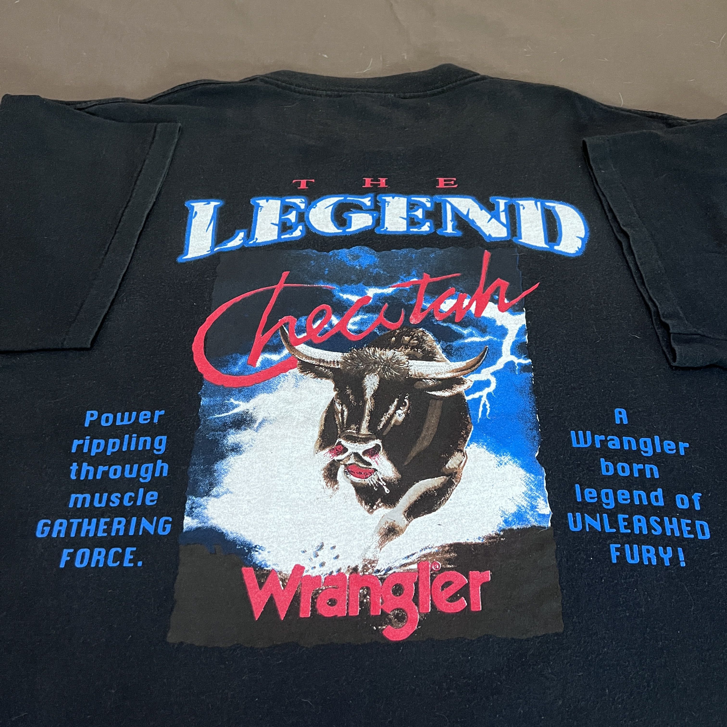 Vintage × Wrangler Vintage 90s Wrangler The Legend Checotah Bull Tee 2XL Size US XXL / EU 58 / 5 - 1 Thumbnail