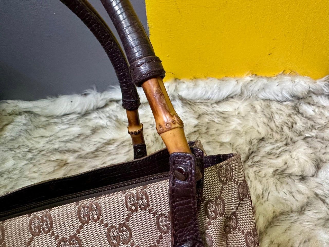 Gucci Authentic Gucci Monogram GG Bamboo Tote Bag Size ONE SIZE - 7 Thumbnail