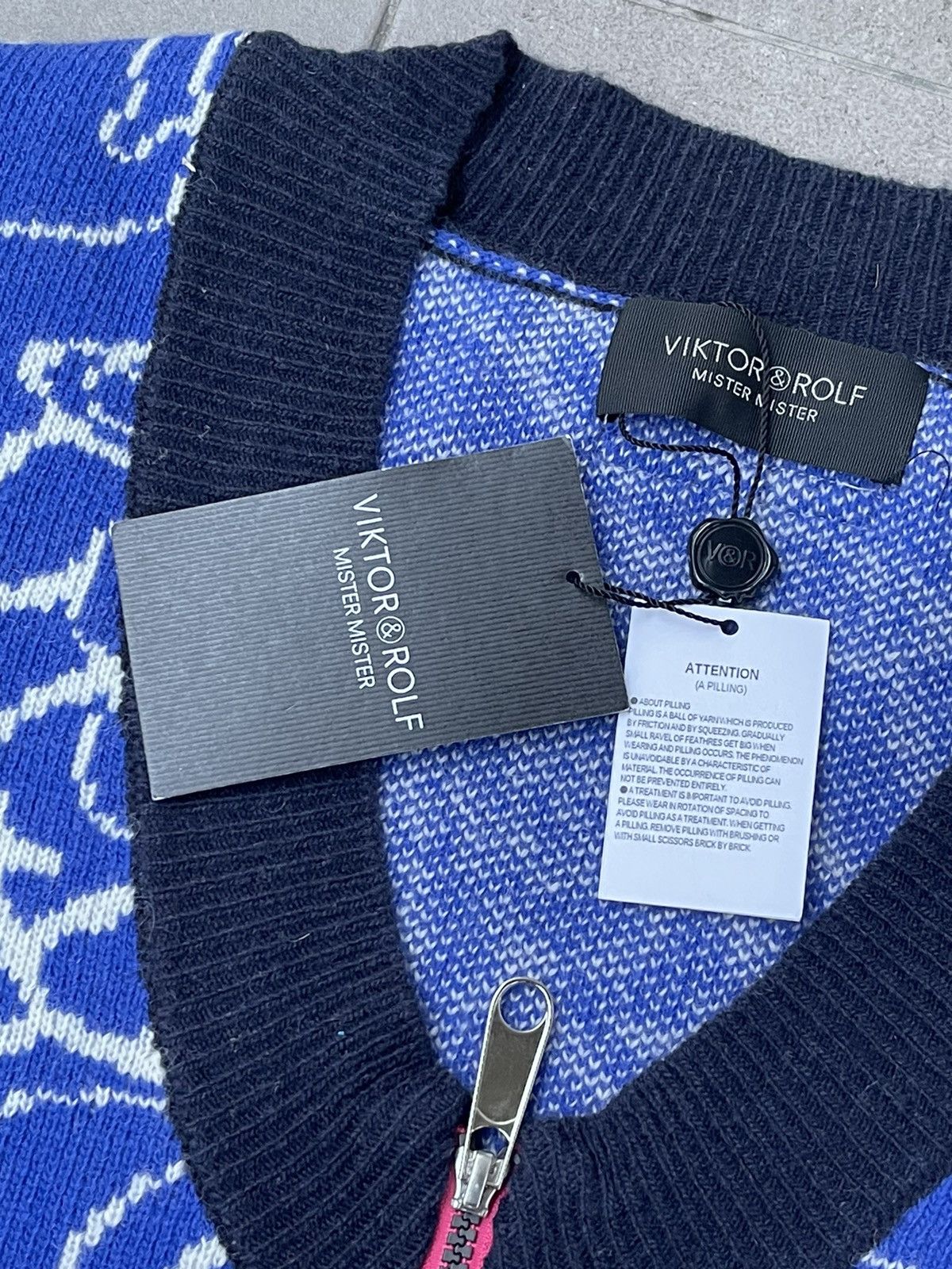 Viktor & Rolf !DS! SS23 Viktor & Rolf Jacquard Spencer Blue Knit Vest Size US M / EU 48-50 / 2 - 22 Thumbnail