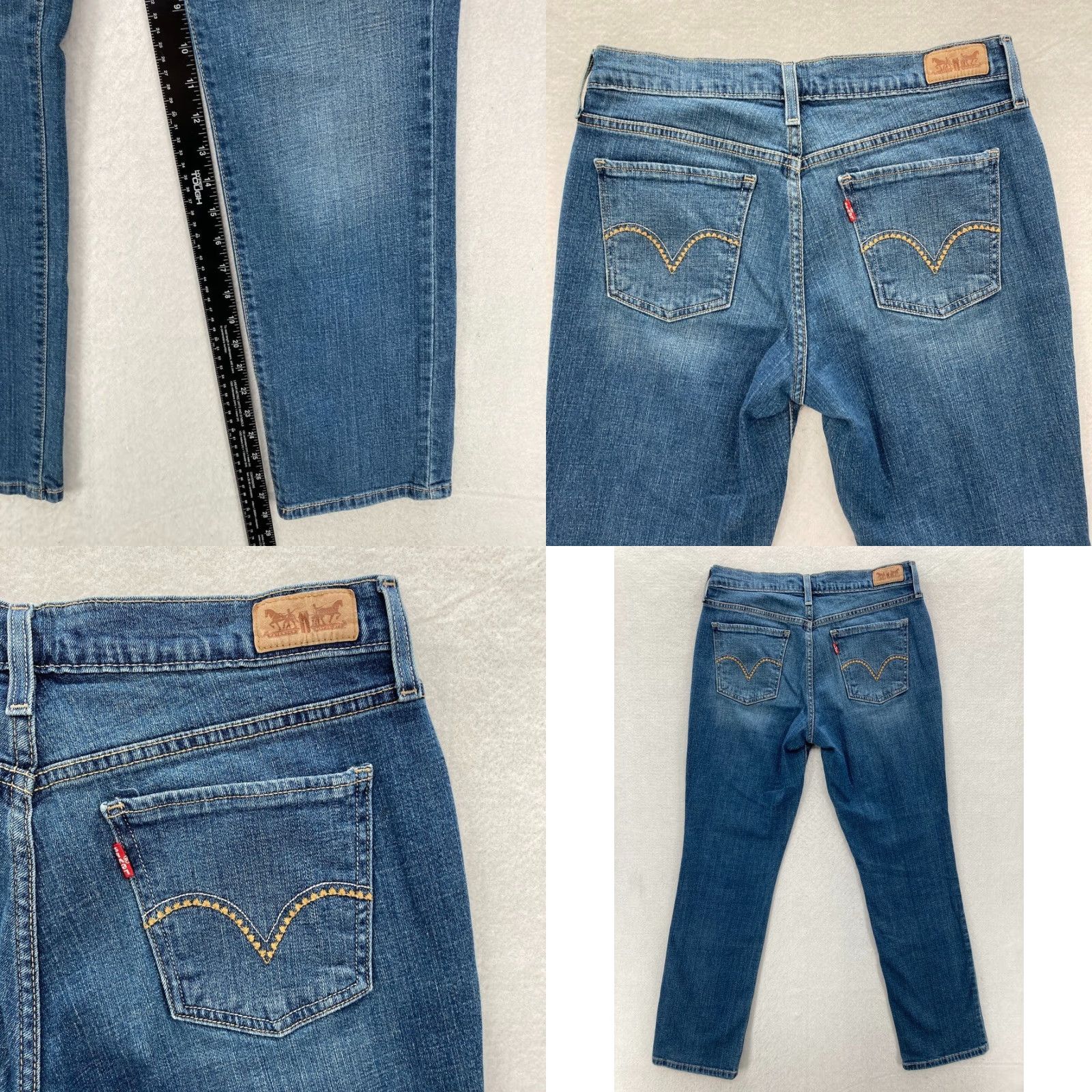 Levi's Levi's 505 Jeans Women's 6 Medium Wash Blue Stretch Denim Straight Leg Mid Rise Regular Size 28in Inseam 28in Size 28" / US 6 / IT 42 - 8 Thumbnail