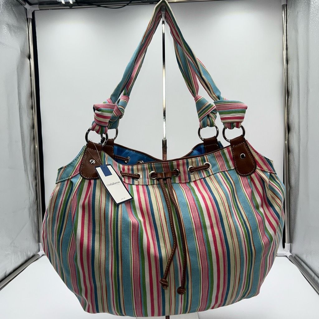 Croft & Barrow Croft and Barrow Vintage y2k summer pink & blue striped canv Size ONE SIZE - 1 Thumbnail