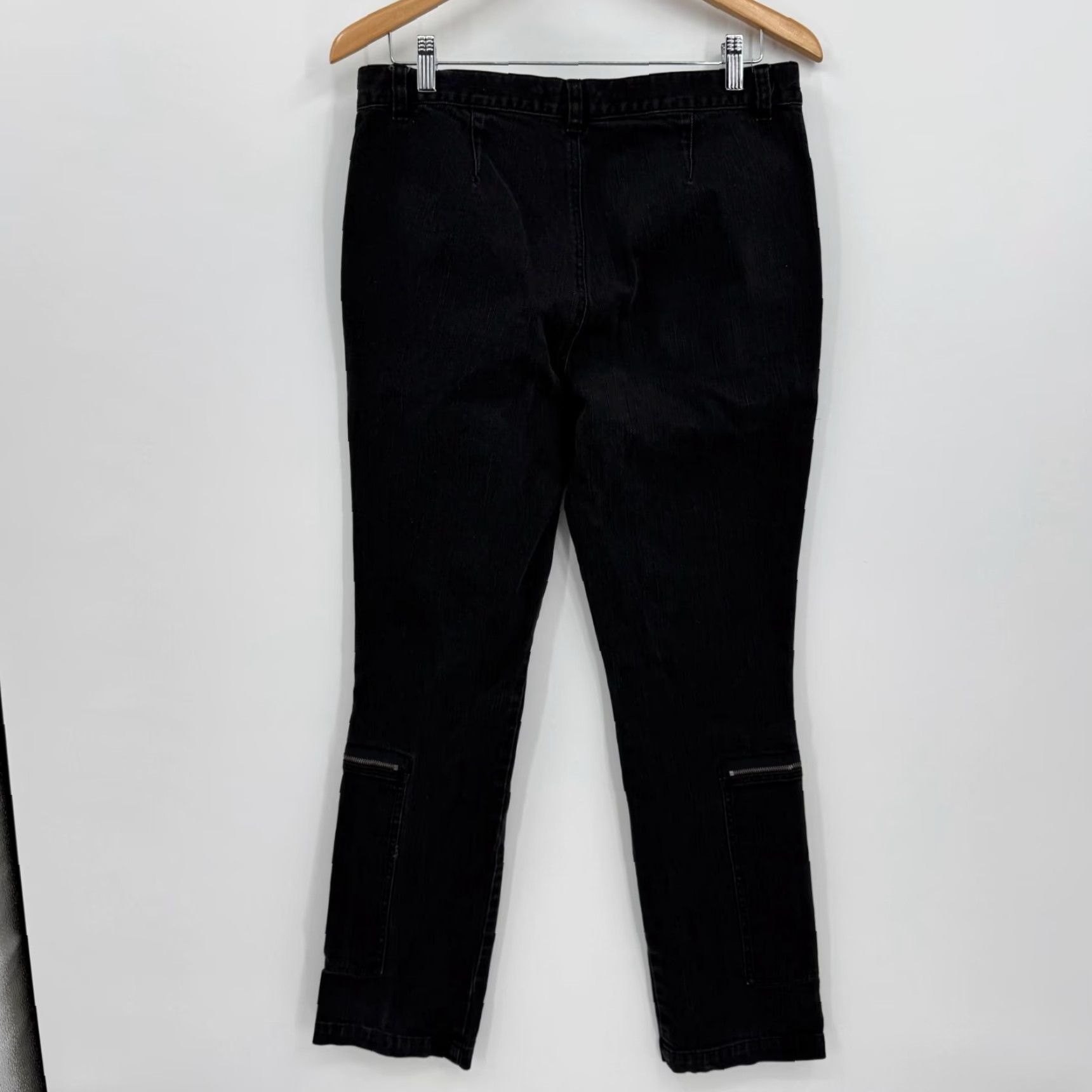 Ralph Lauren VINTAGE Ralph Lauren Womens Pants Cargo Skinny Zippered Pockets 10 Stretch Denim Black Button Zip Size 32" / US 10 / IT 46 - 5 Thumbnail