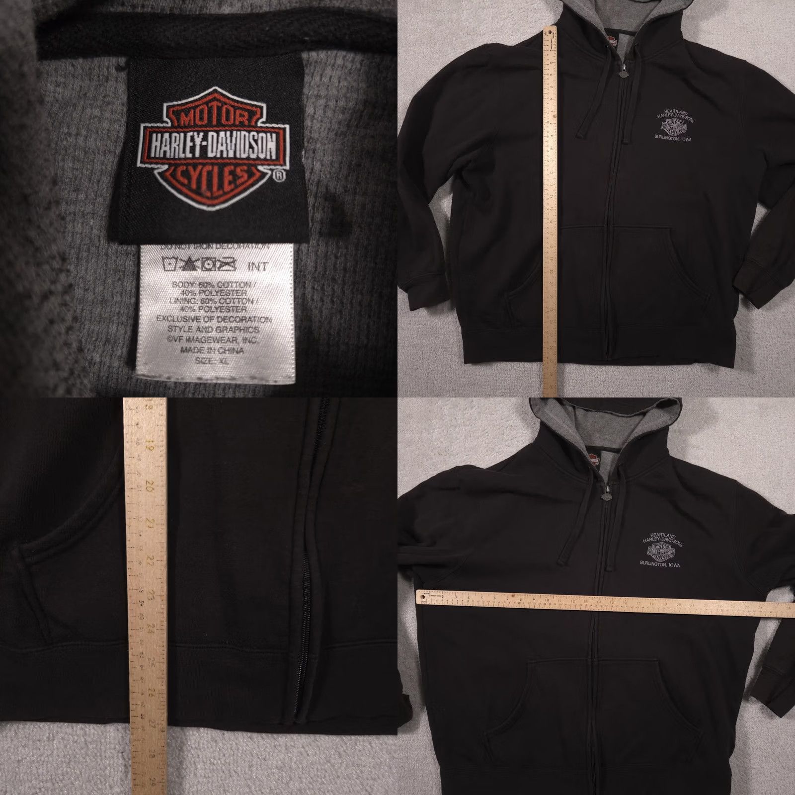 Harley Davidson Harley-Davidson Hoodie Sweatshirt Mens XL Black Full Zip Lined Bar Shield Iowa Size US XL / EU 56 / 4 - 9 Thumbnail