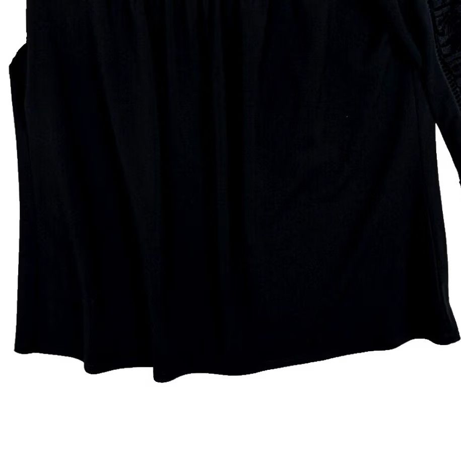 Adrianna Papell Adrianna Papell Blouse Women's M Black Lace Sheer Long Sleeve Top W 350 Shirt Bell Sleeve Round Neck Formal Designer All Seasons Size M / US 6-8 / IT 42-44 - 3 Thumbnail
