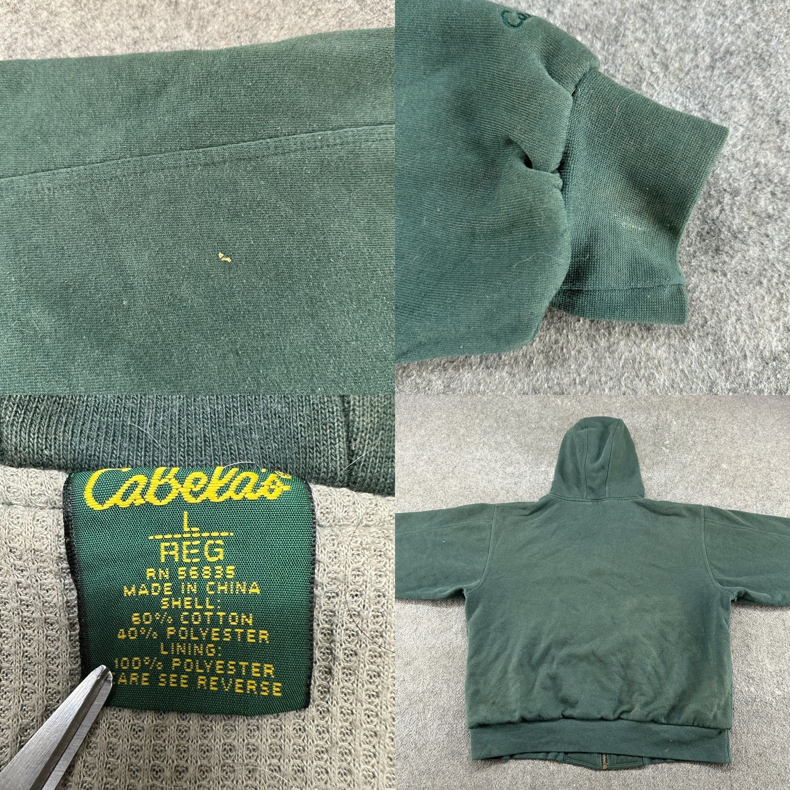 Vintage VINTAGE Cabela's Hoodie Men L Green Full Zip Cotton Thermal Lined Heavyweight 90s Size US L / EU 52-54 / 3 - 9 Thumbnail