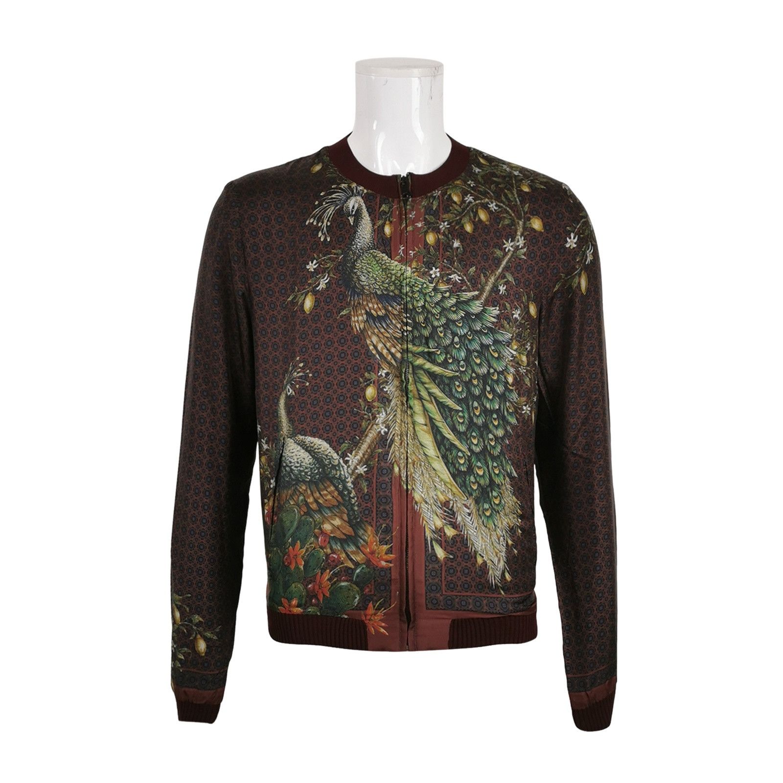 Dolce & Gabbana Dolce & Gabbana Silk Peacock Print Bomber Jacket 48 Size US M / EU 48-50 / 2 - 1 Thumbnail