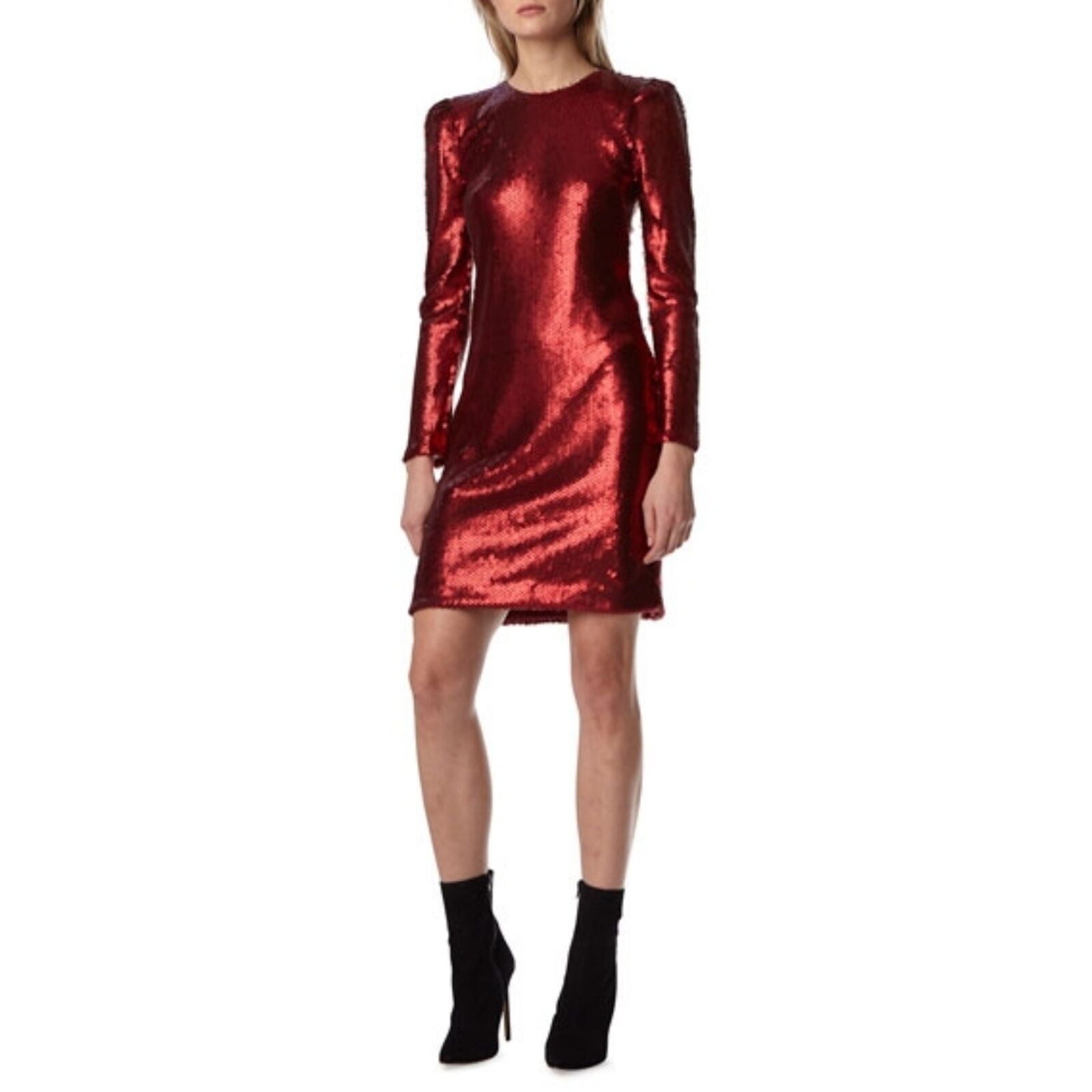 Monique Lhuillier Monique Lhuillier NWT $550 Red Sequin Mini Dress, Size 10 Size L / US 10 / IT 46 - 1 Thumbnail