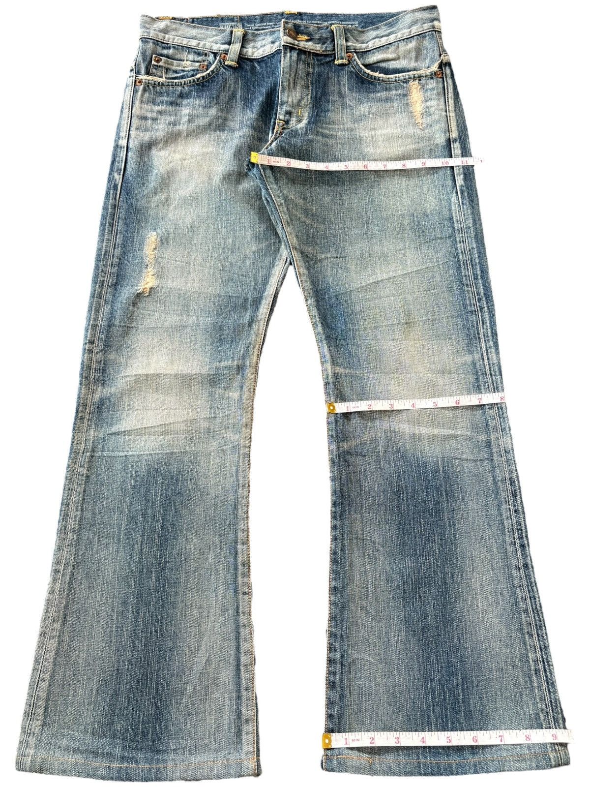 Edwin Vintage Edwin 503 Rusty Wash Distressed Flare Jeans Size 33" - 9 Thumbnail