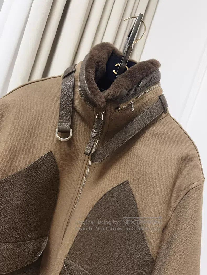 Hermes Hermes Sheepskin Collar Patch Deer Leather Brown Jacket Co Size XS / US 0-2 / IT 36-38 - 3 Thumbnail