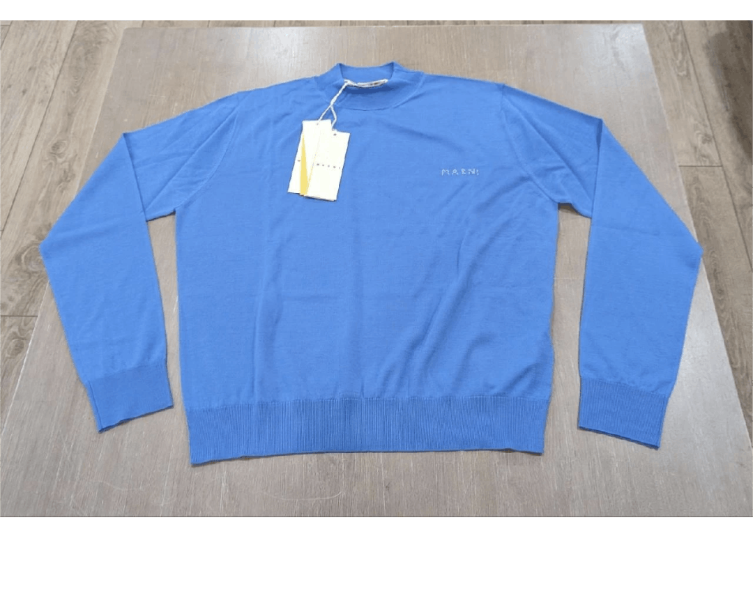 Marni MARNI Wool Logo Mockneck Sweater Light Blue 52 Size US L / EU 52-54 / 3 - 1 Thumbnail