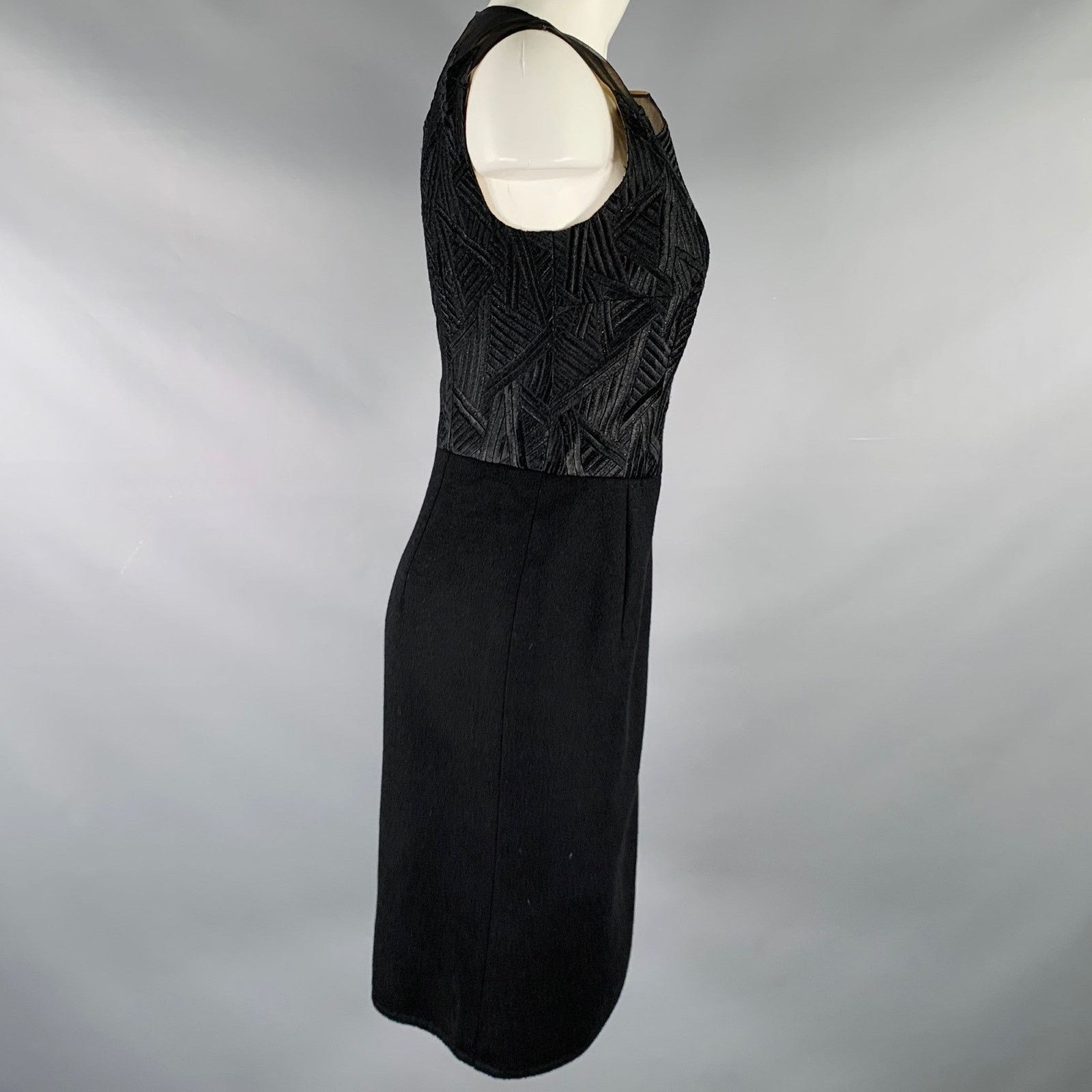 Akris AKRIS Size 8 Black Silk Cashmere Sleeveless Below Knee Dress Size M / US 6-8 / IT 42-44 - 3 Thumbnail