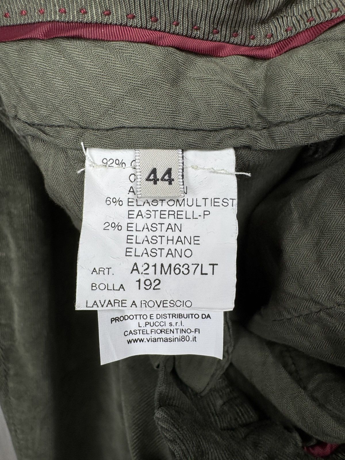 Designer Via Masini 80 Firenze Khaki Green flared corduroy pants Size 30" / US 8 / IT 44 - 9 Thumbnail
