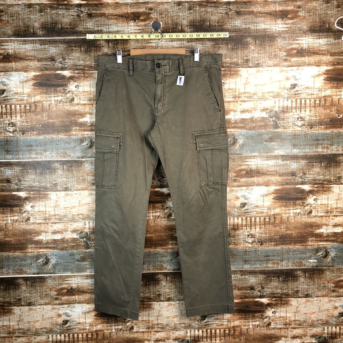 Japanese Brand Uniqlo Green japan utility Cargo Multipocket Pants #A2425 Size US 35 - 1 Thumbnail