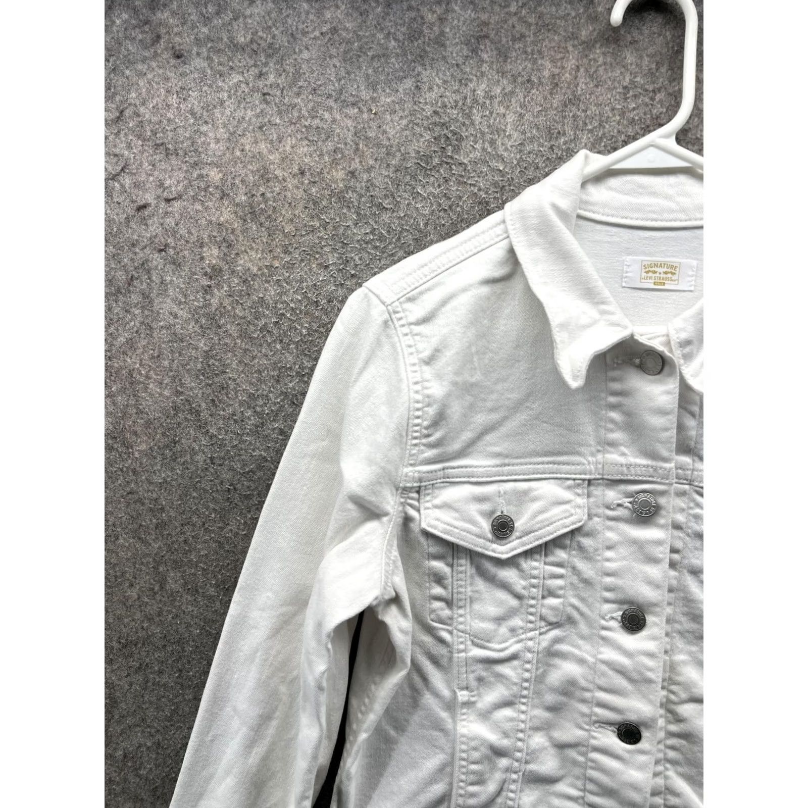 CO Signature by Levi Strauss & Co Jacket Womens Large White Denim Button Front Size L / US 10 / IT 46 - 7 Thumbnail
