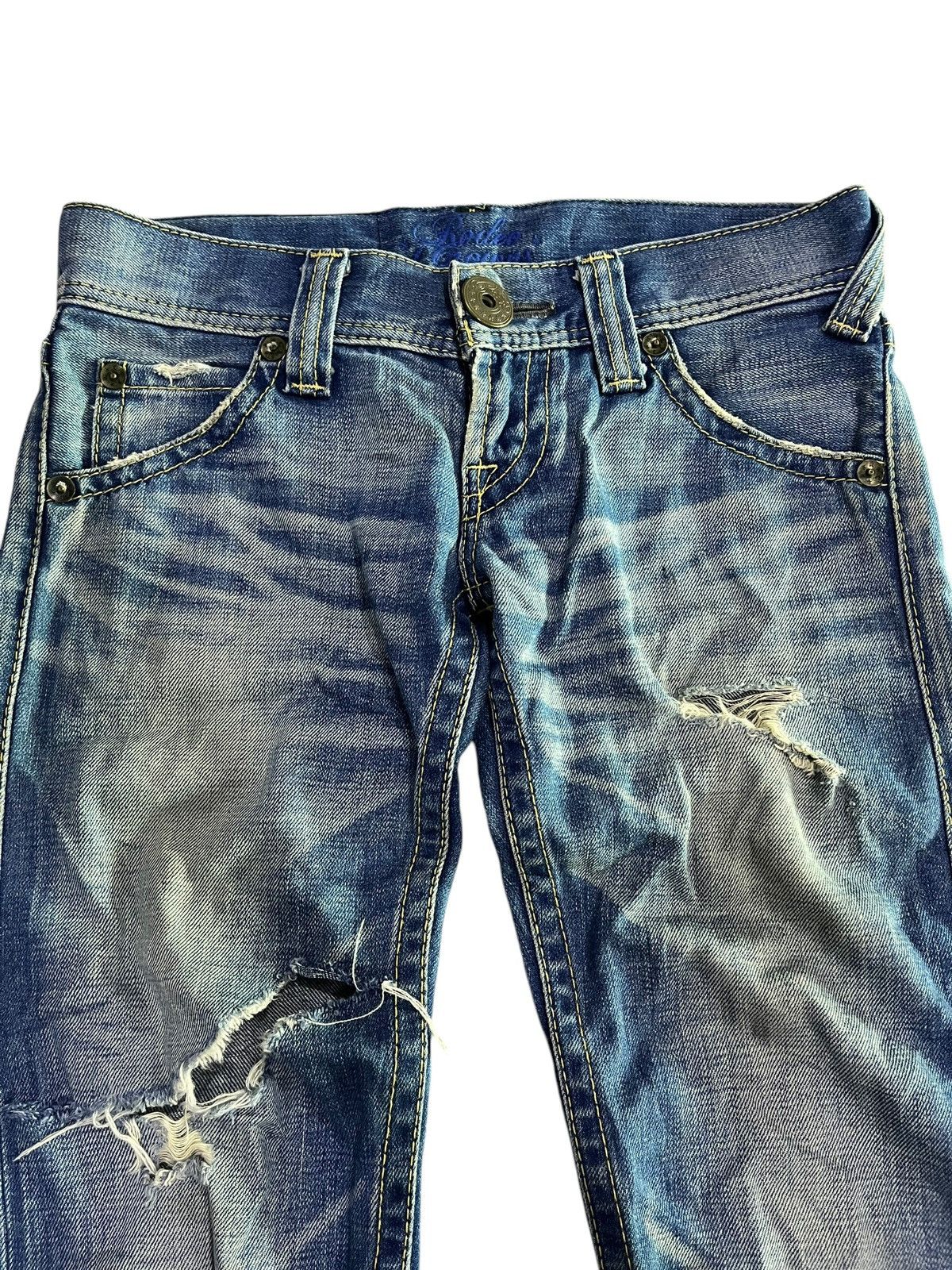 If Six Was Nine × Japanese Brand 🇯🇵 FLARE Y2K RODEO CROWNS DISTRESSED DENIM Size 31" - 2 Thumbnail