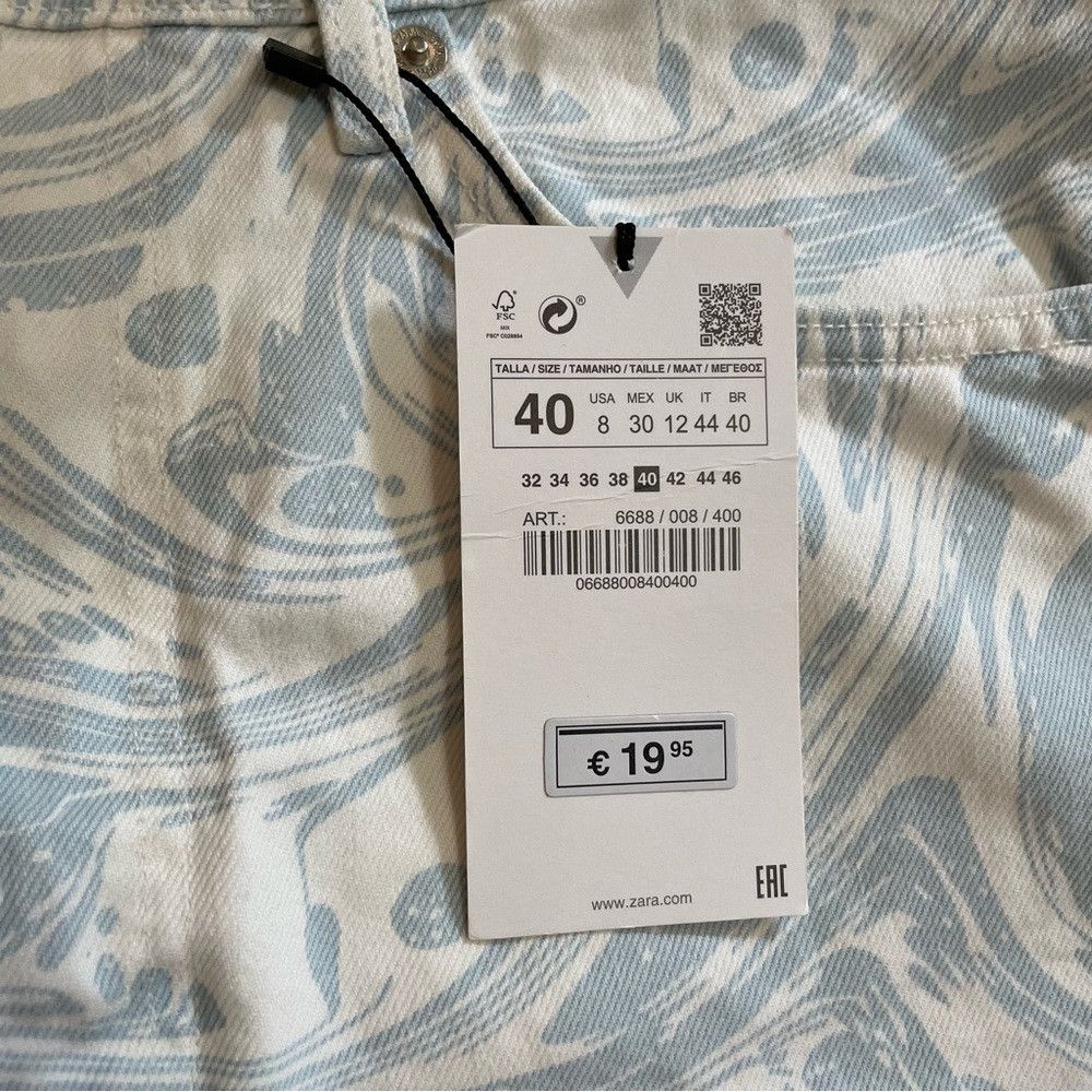 Zara NWT New Zara White Blue High Rise Shorts Size 8 Size 30" / US 8 / IT 44 - 6 Thumbnail