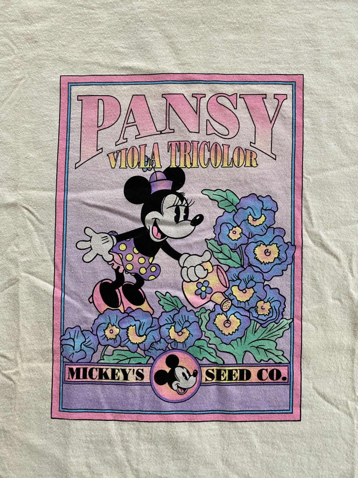 Vintage NWT 90’s Mickey Seed Minnie Pansy Single Stitch Tee