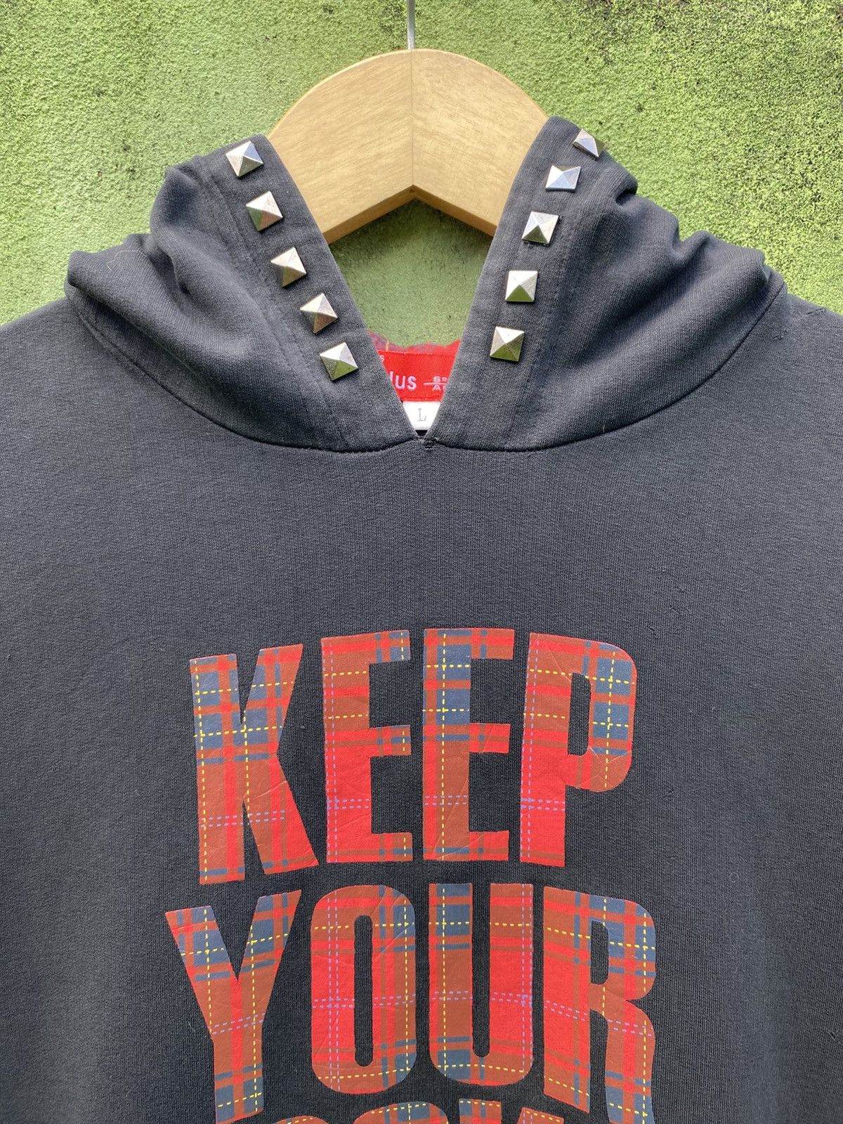 Japanese Brand Vintage Z-Plus Sport Active Rock Punk Plaid Studded Hoodie Size US L / EU 52-54 / 3 - 3 Thumbnail