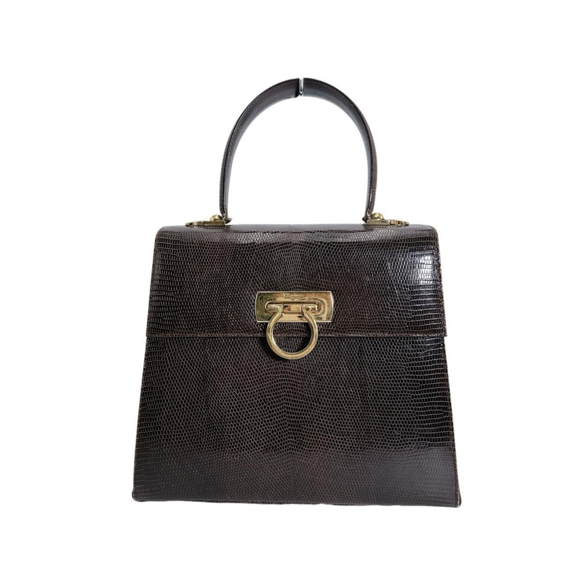 Salvatore Ferragamo Salvatore Ferragamo handbag in brown Gancini embossed leather Size ONE SIZE - 1 Thumbnail