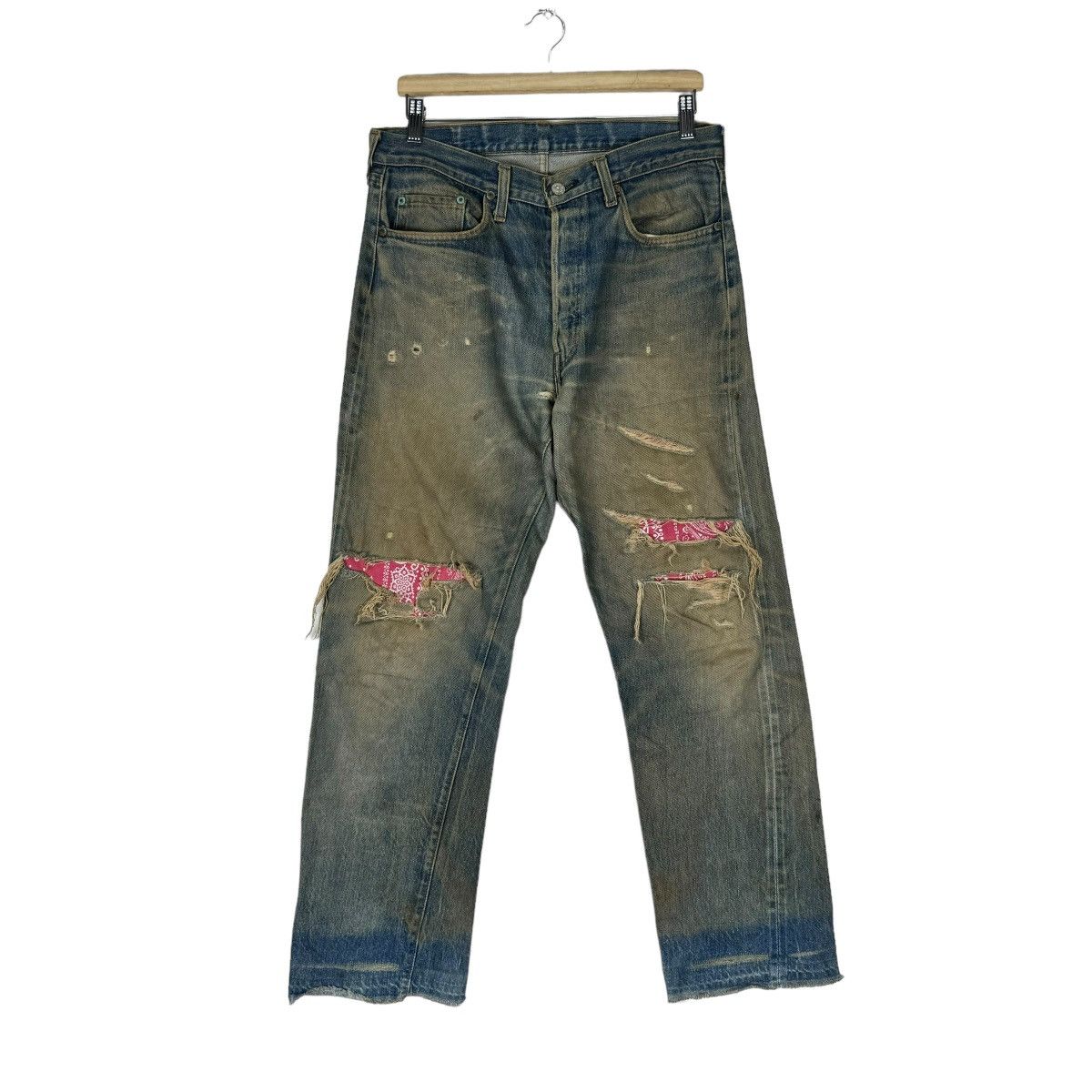 Levi's ☀️80s LEVI’S 501 RINDEN 524 PATCHWORK DENIM JEANS PANTS Size US 34 / EU 50 - 2 Thumbnail