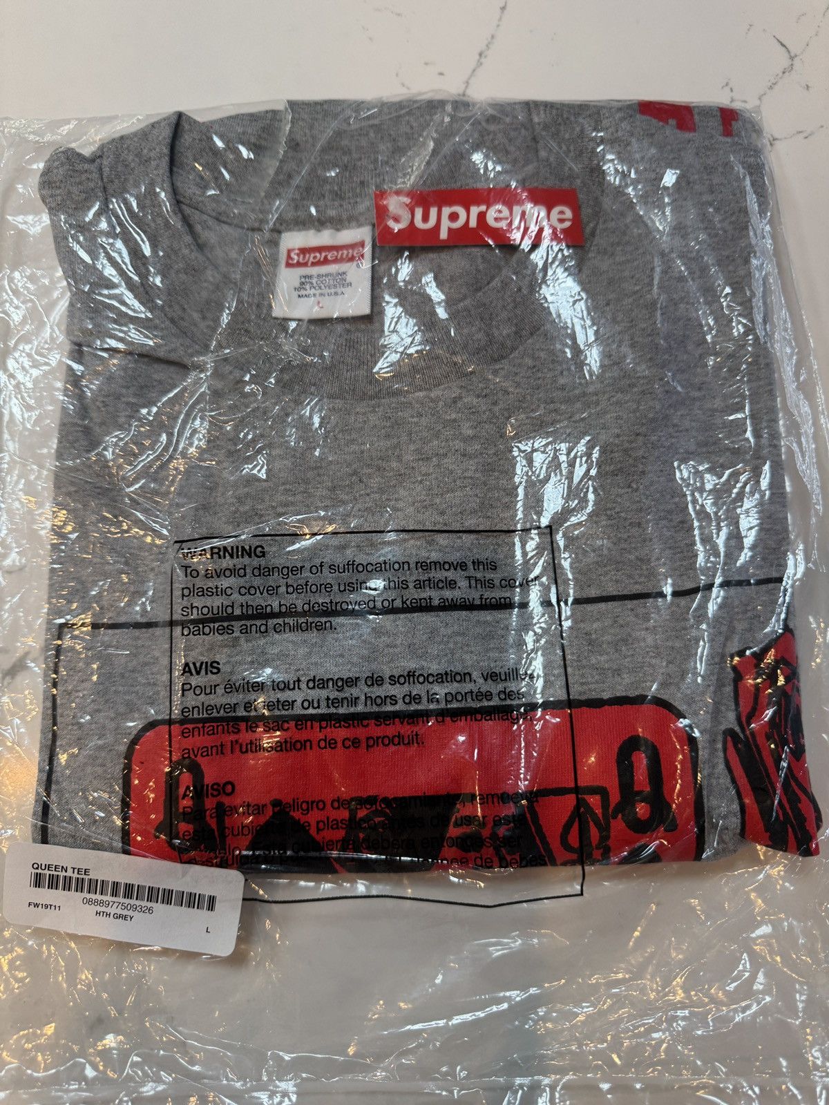 Supreme Supreme Queen Tee Heather Grey Size Large Deadstock Size US L / EU 52-54 / 3 - 4 Thumbnail