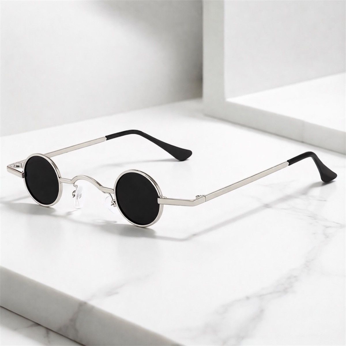 Other Vintage Small Round Sunglasses Metal Frame Black Lens Punk Size ONE SIZE - 3 Thumbnail