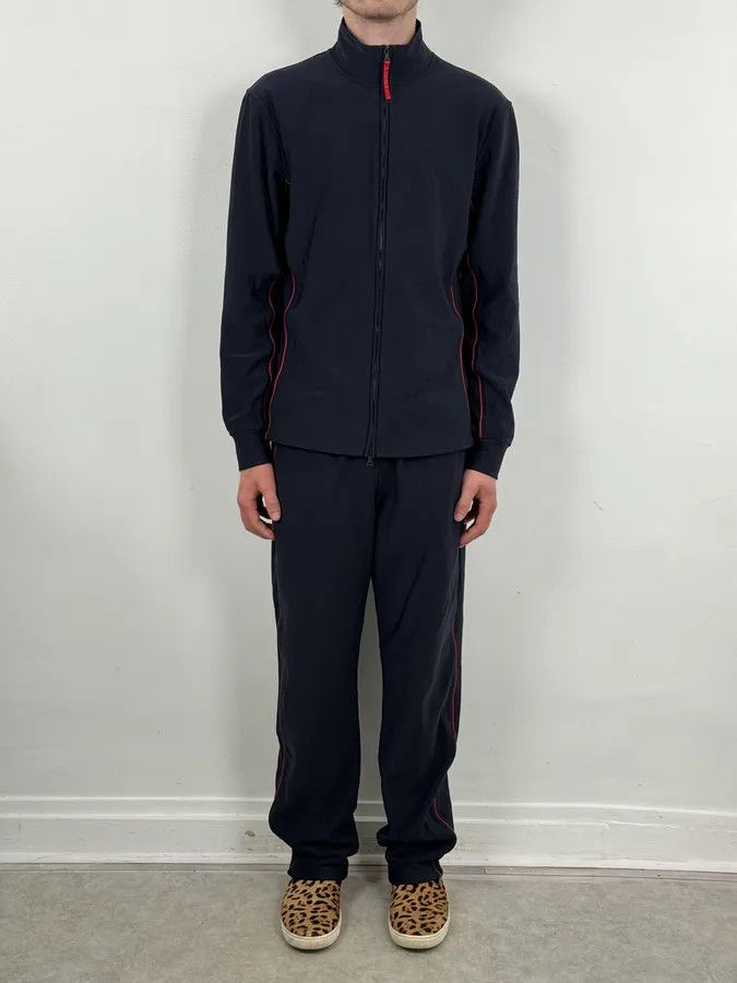 Prada 2000s Prada Navy Contrast Red Stripe Tracksuit Set Size US 33 - 2 Thumbnail