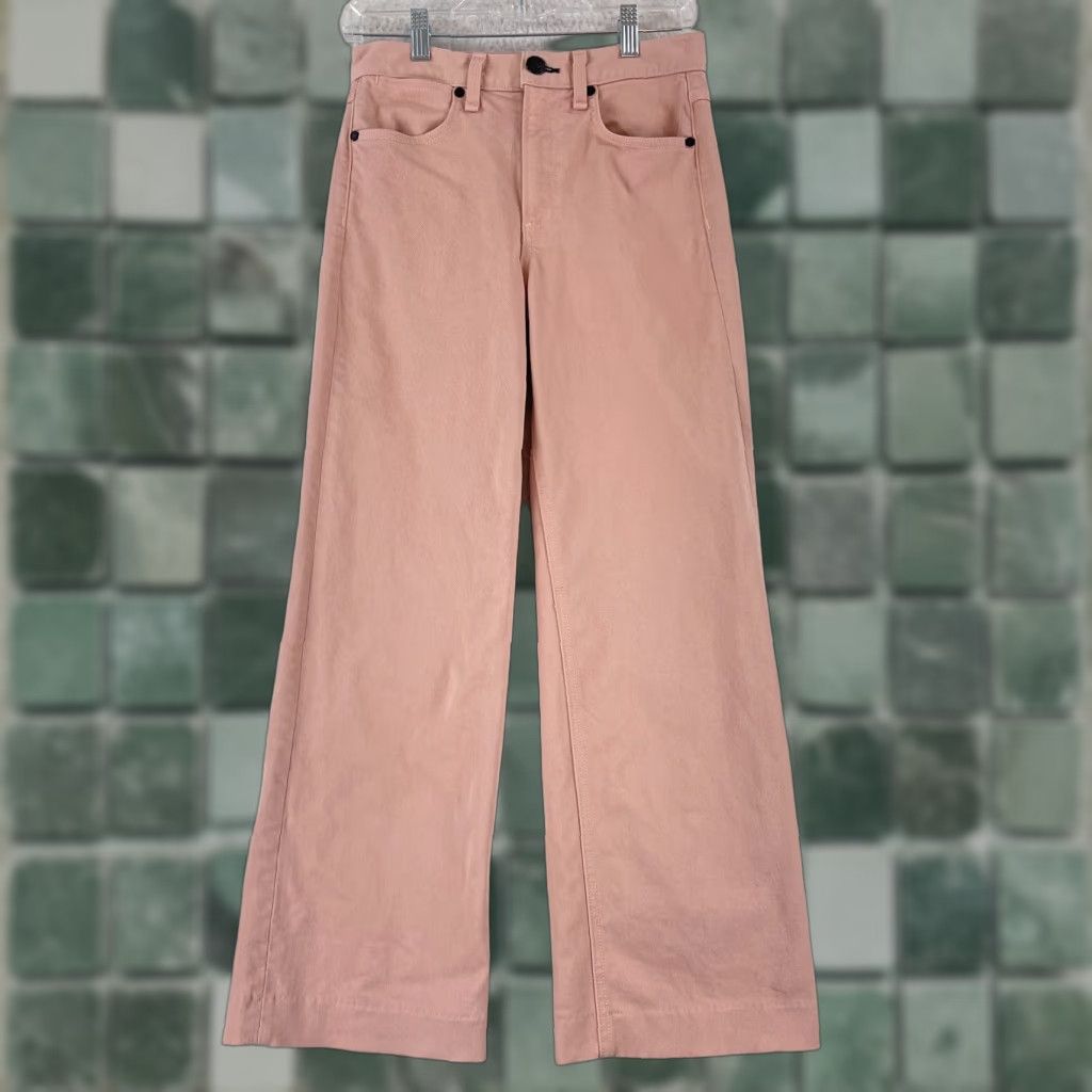 Rag & Bone rag & bone Justine Jeans Womens Pink Wide-Leg High-Rise Ankle Crop Size 25 Denim Cotton Spandex Regular 5-Pocket 26in Inseam Size 42" / US 20 - 1 Thumbnail