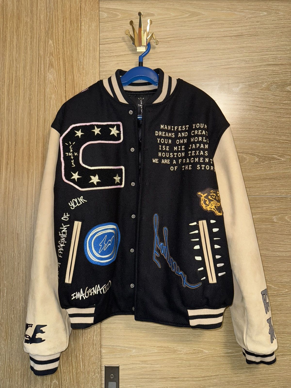 Travis Scott Cactus Jack x Fragment Letterman Jacket | Grailed