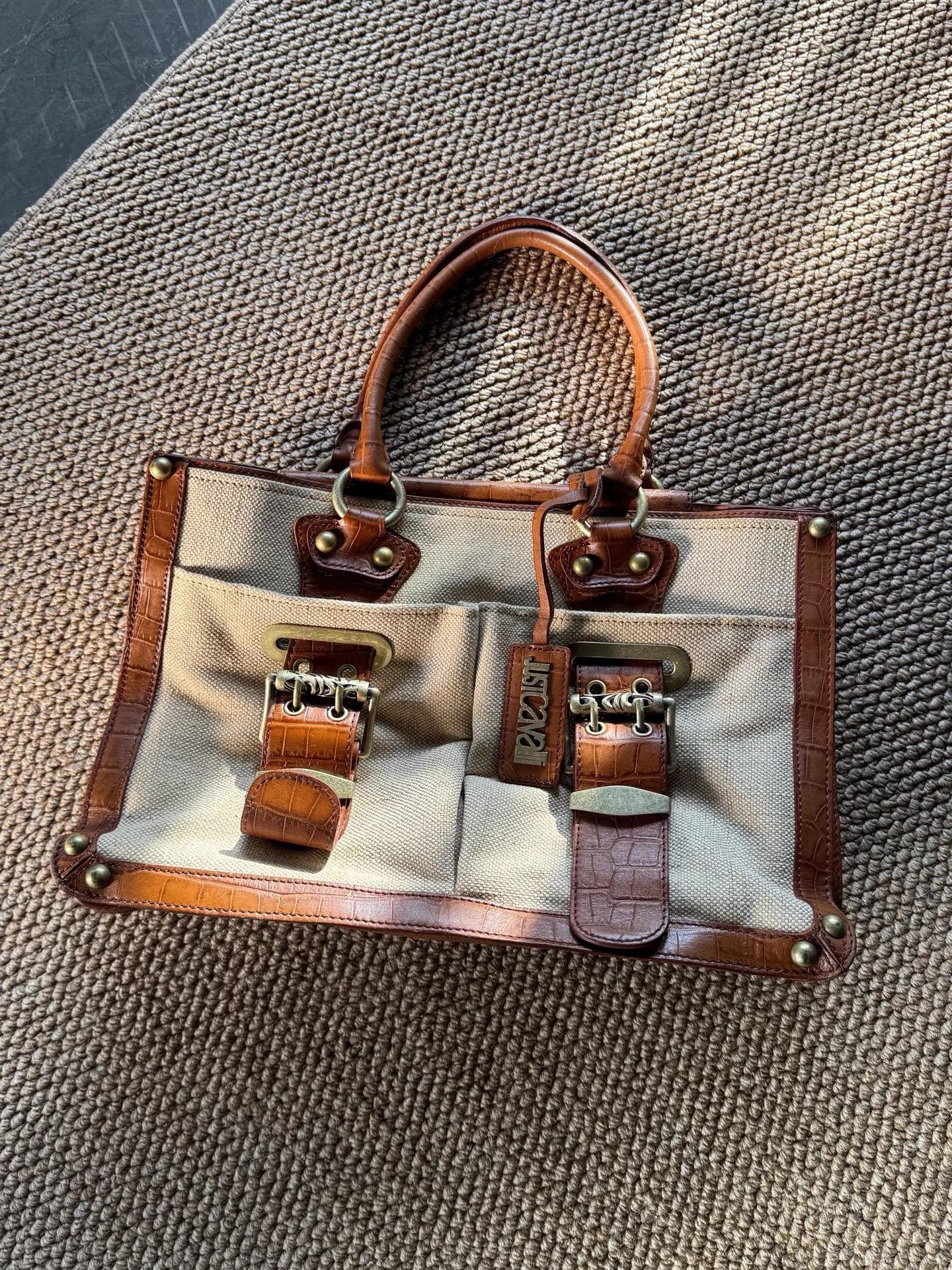 Just Cavalli Just Cavalli Vintage Canvas & Leather Armpit Handbag Size ONE SIZE - 3 Thumbnail