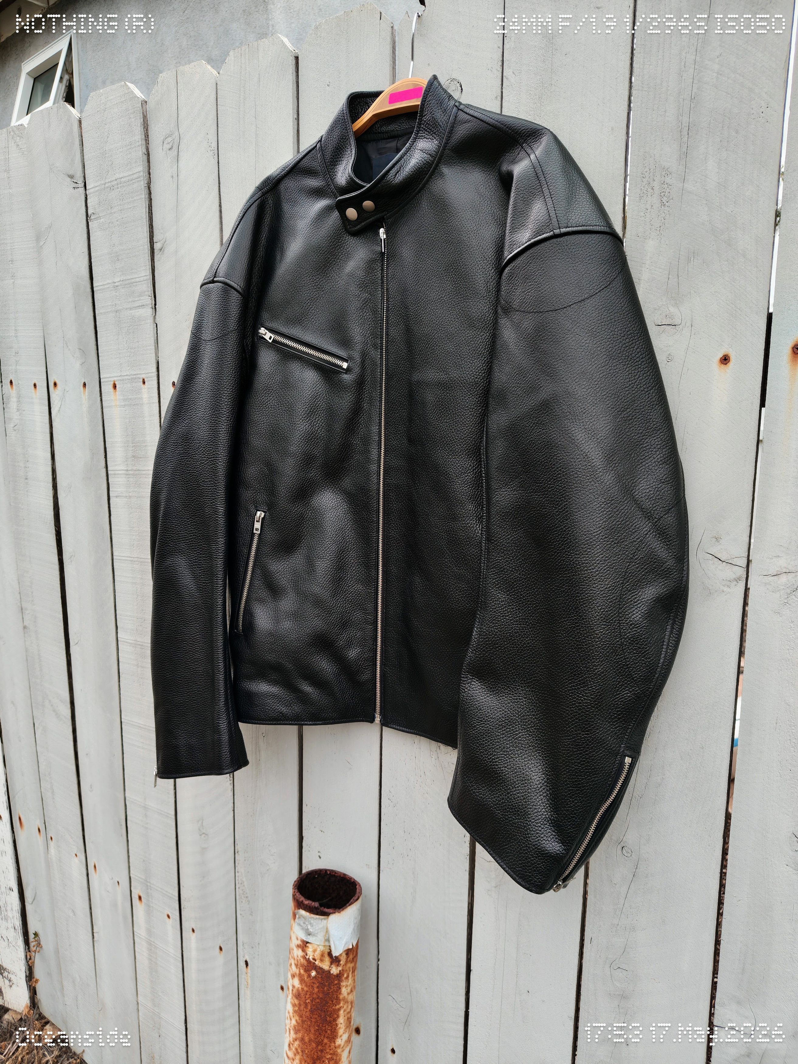 WE11DONE Moto Pebbled Leather Oversized Size US XL / EU 56 / 4 - 2 Thumbnail