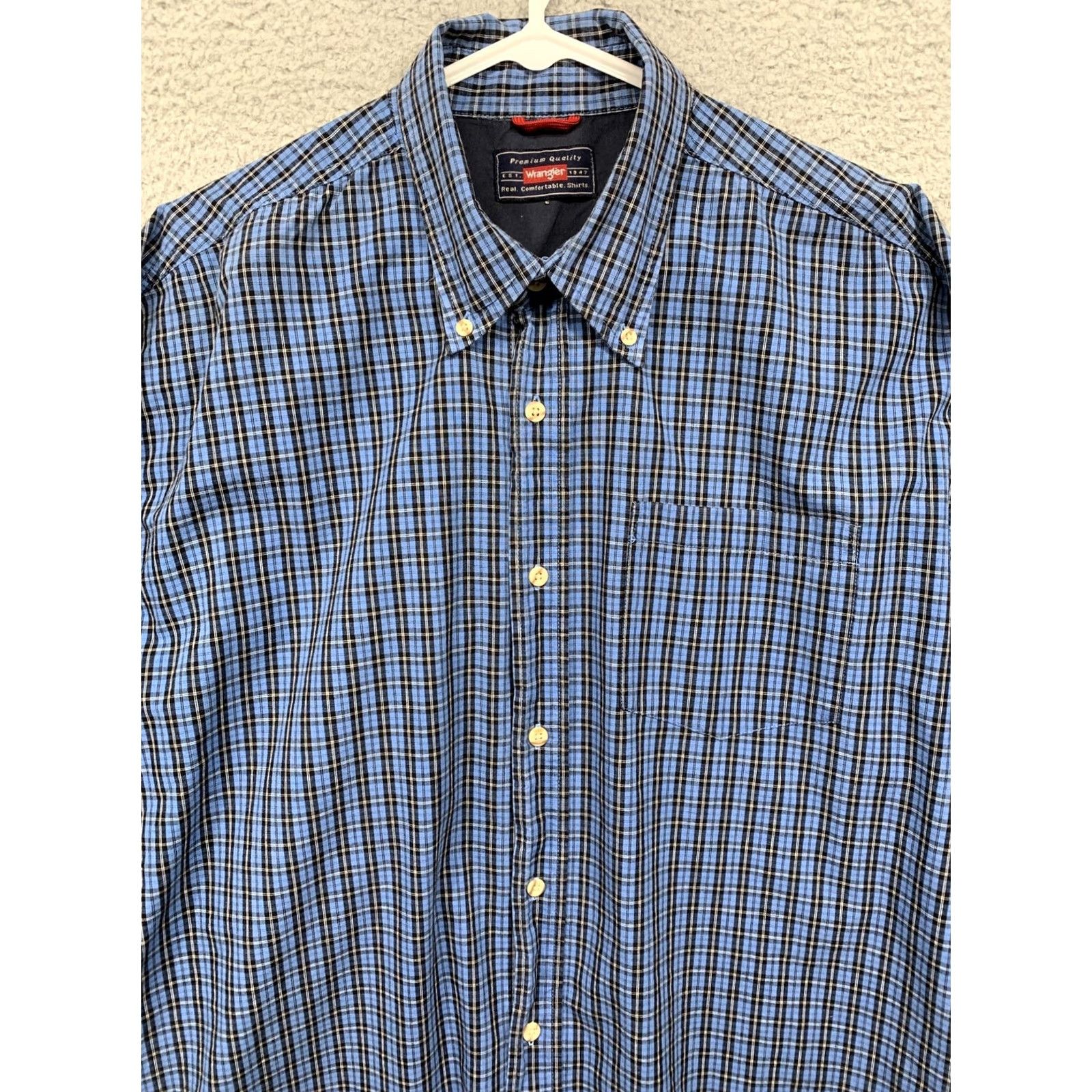 Wrangler Wrangler Button Shirt L Blue Black Plaid 1 Pocket Western Mens Regular Size US L / EU 52-54 / 3 - 2 Thumbnail