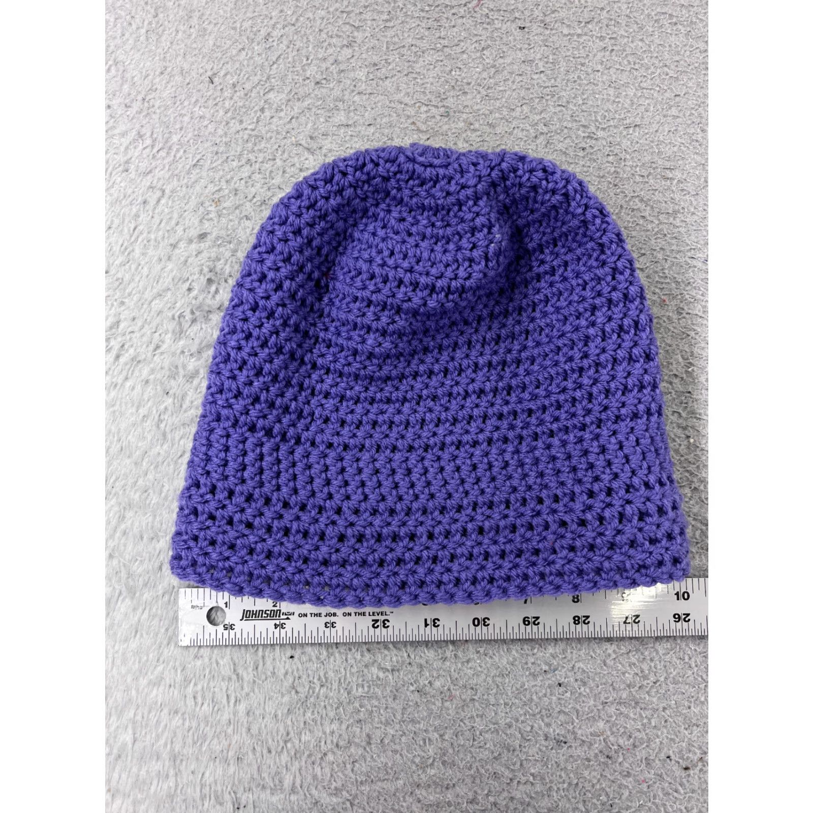 Vintage Handmade Purple Beanie One Size Adult Knit Acrylic Crochet Hat Unisex Adults Beanie Breathable Lightweight Winter Outdoor Ski Casual Travel Size ONE SIZE - 4 Thumbnail