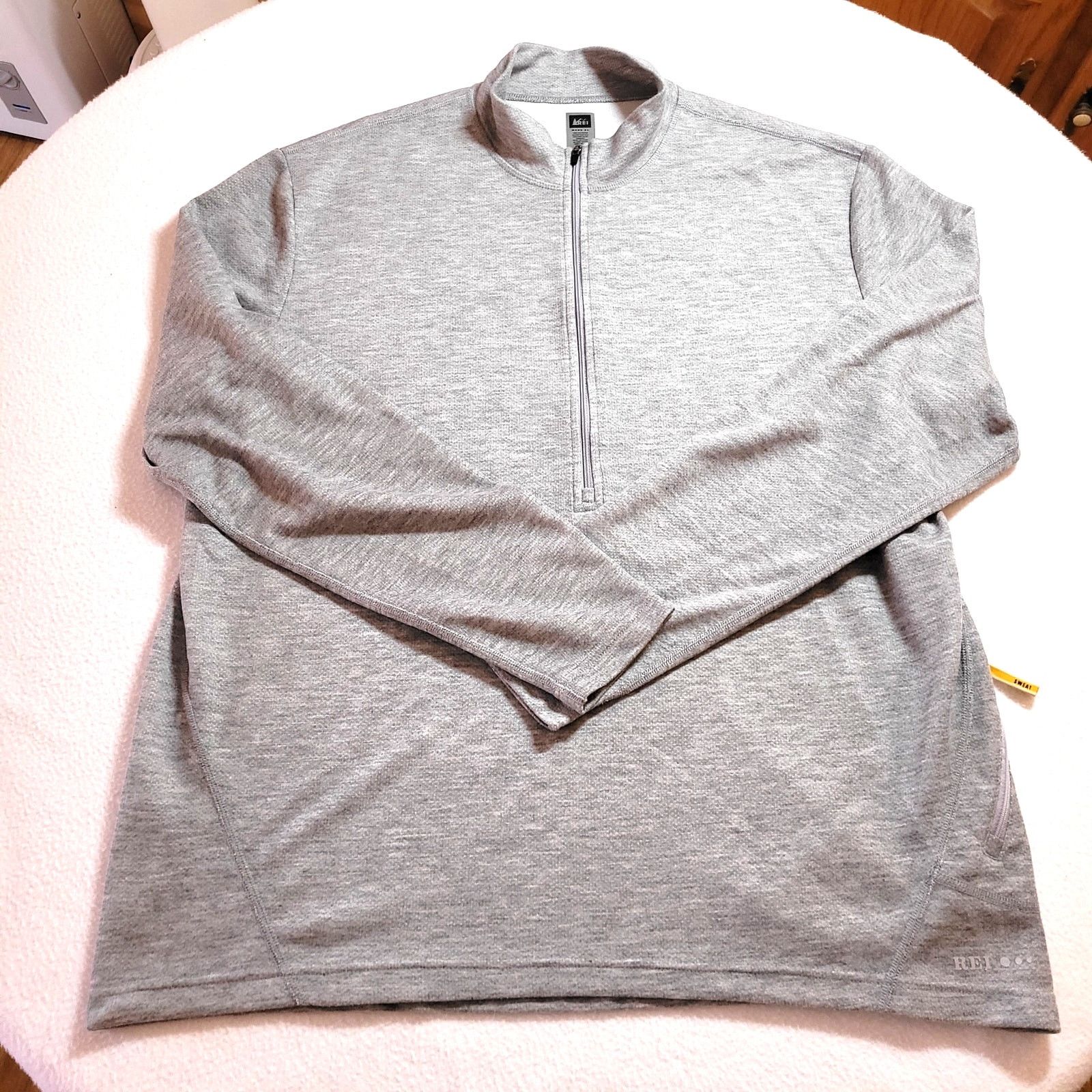Rei REI Mens 1/4 Zip Pullover LS Top Sweatshirt XL Grey Pocket Size US XL / EU 56 / 4 - 2 Thumbnail