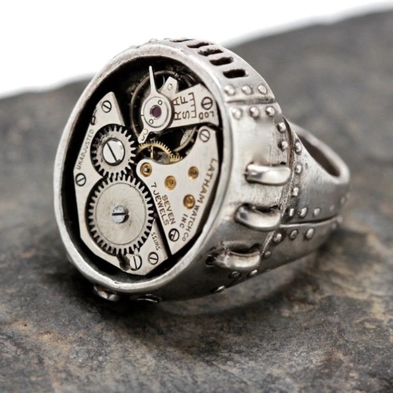 Jewelry x Ring Gold Plated Gear Shape Ring ( Size 6 To 12 ) in Silver, Men's