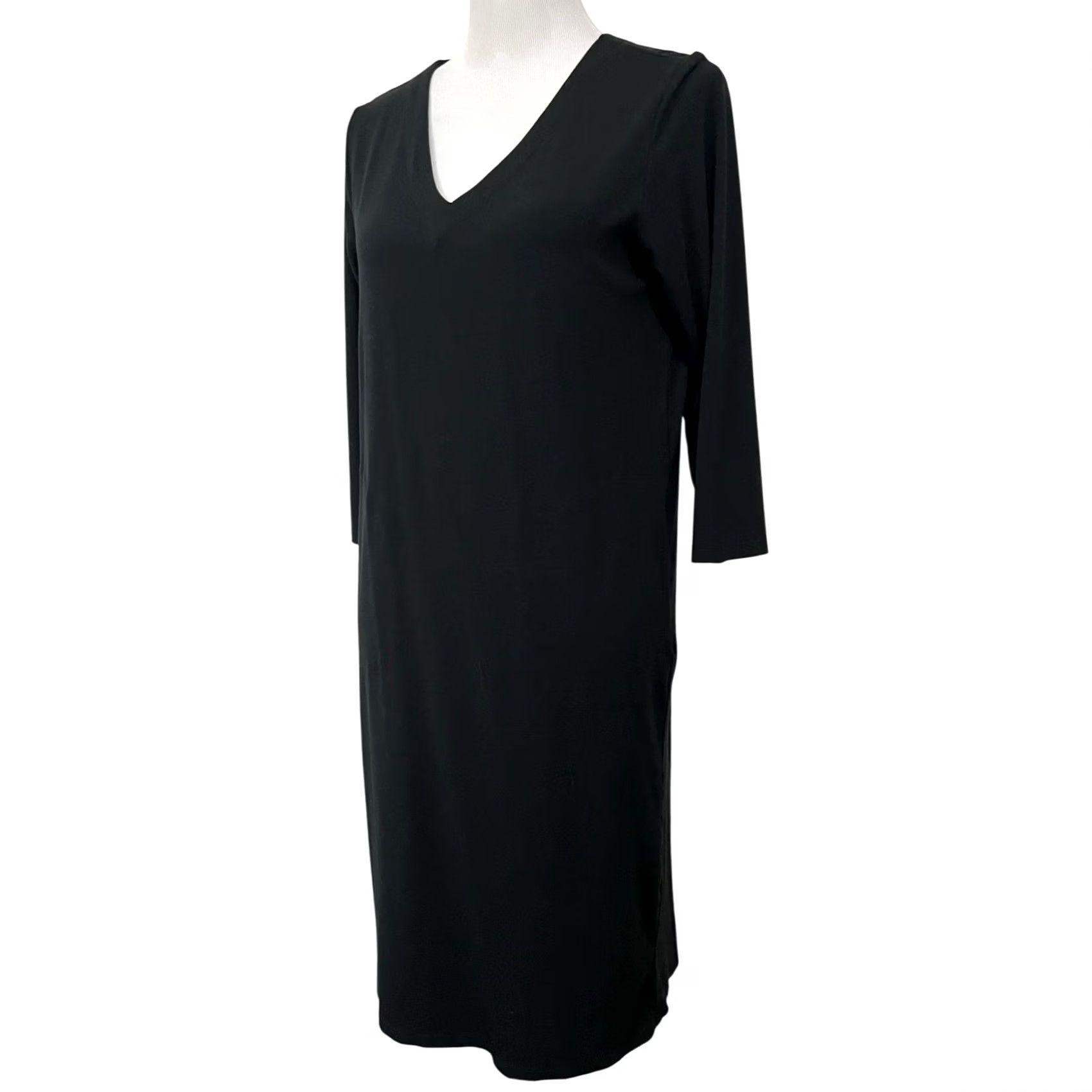 J. Jill J. Jill Wearever Dress V-Neck 3/4 Sleeve Black Women’s Size S Casual Pockets Size S / US 4 / IT 40 - 2 Thumbnail