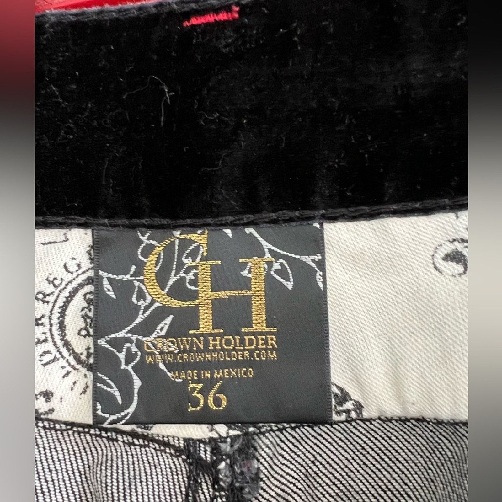 Vintage Crown Holder Jeans Men 36x34 Black Wide Leg Embroidered Y2K Size US 36 / EU 52 - 10 Thumbnail